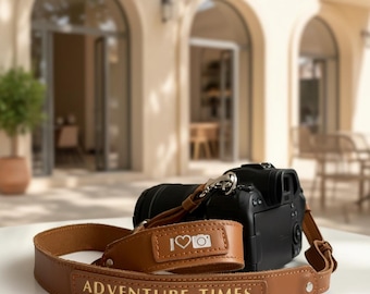 Personalized leather camera strap, custom camera accessory, camera neck strap, for digital camera, strap with scripture, photographer gift