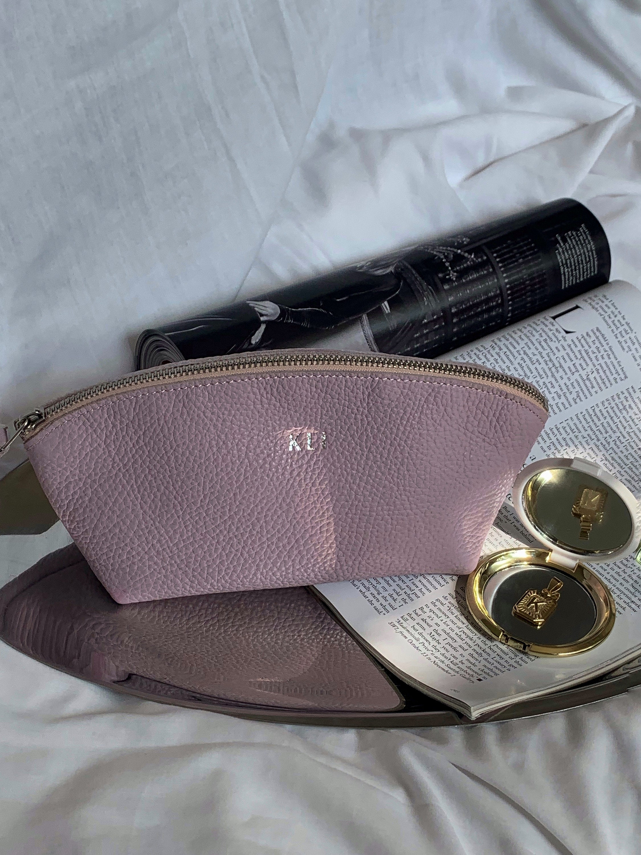 personalized leather cosmetic bag