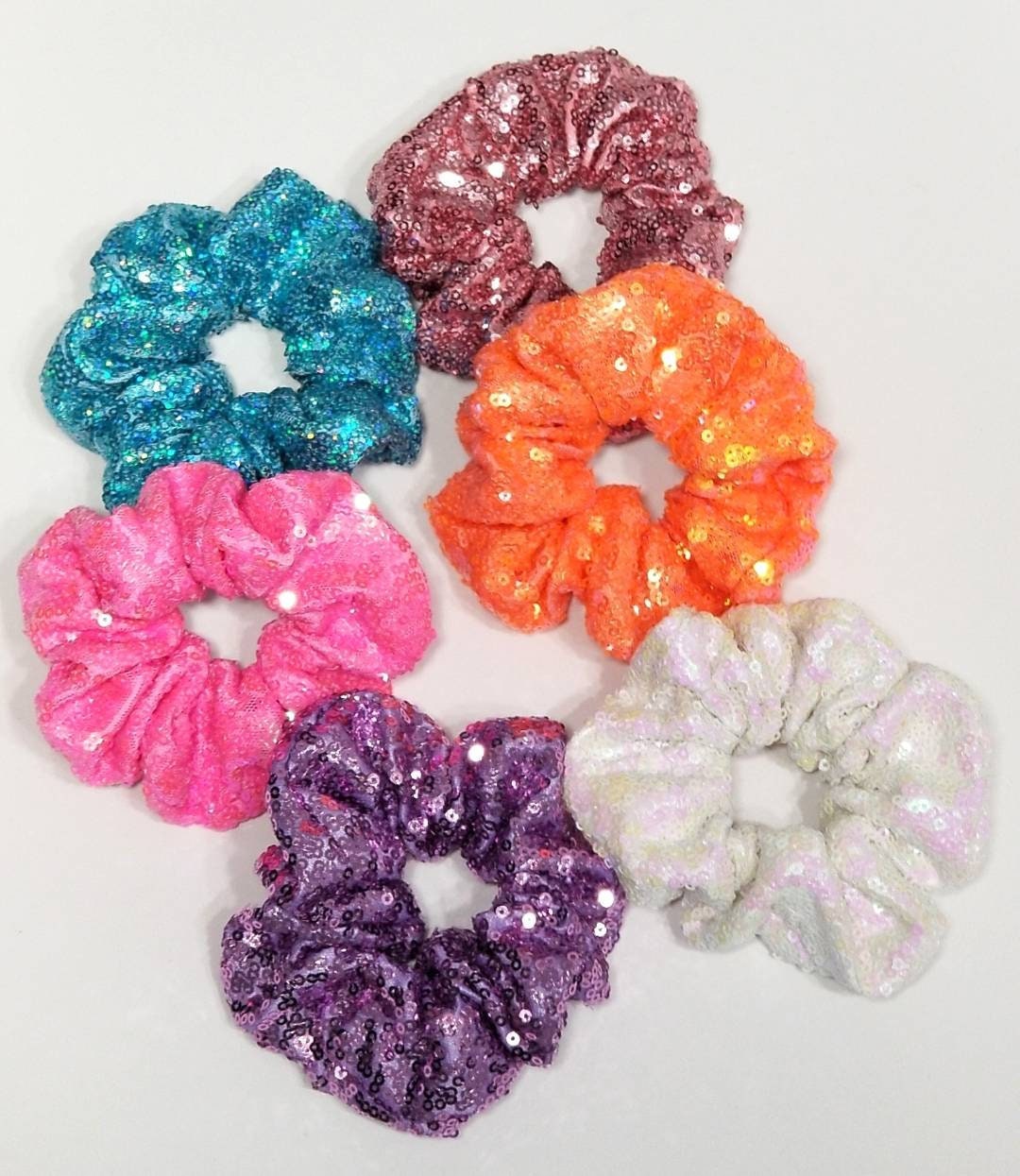 Hair Scrunchies Set of 2. Sparkly Sequin Glitter Bling Hair Etsy
