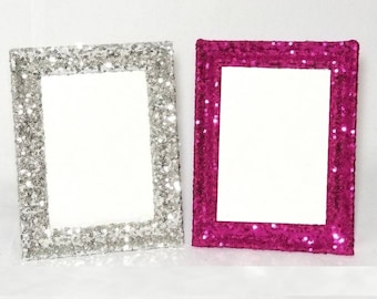 4x6 5x7 8x10 11x14 Picture Frame sequin wrapped...ACRYLIC glass..photo sparkle bling Desk room birthday table party wall decoration