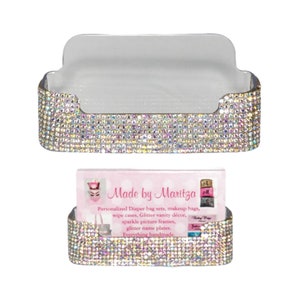 Rhinestone Business card holder bling sparkly stand display box CHOOSE COLOR gift idea desk salon Crystal rainbow