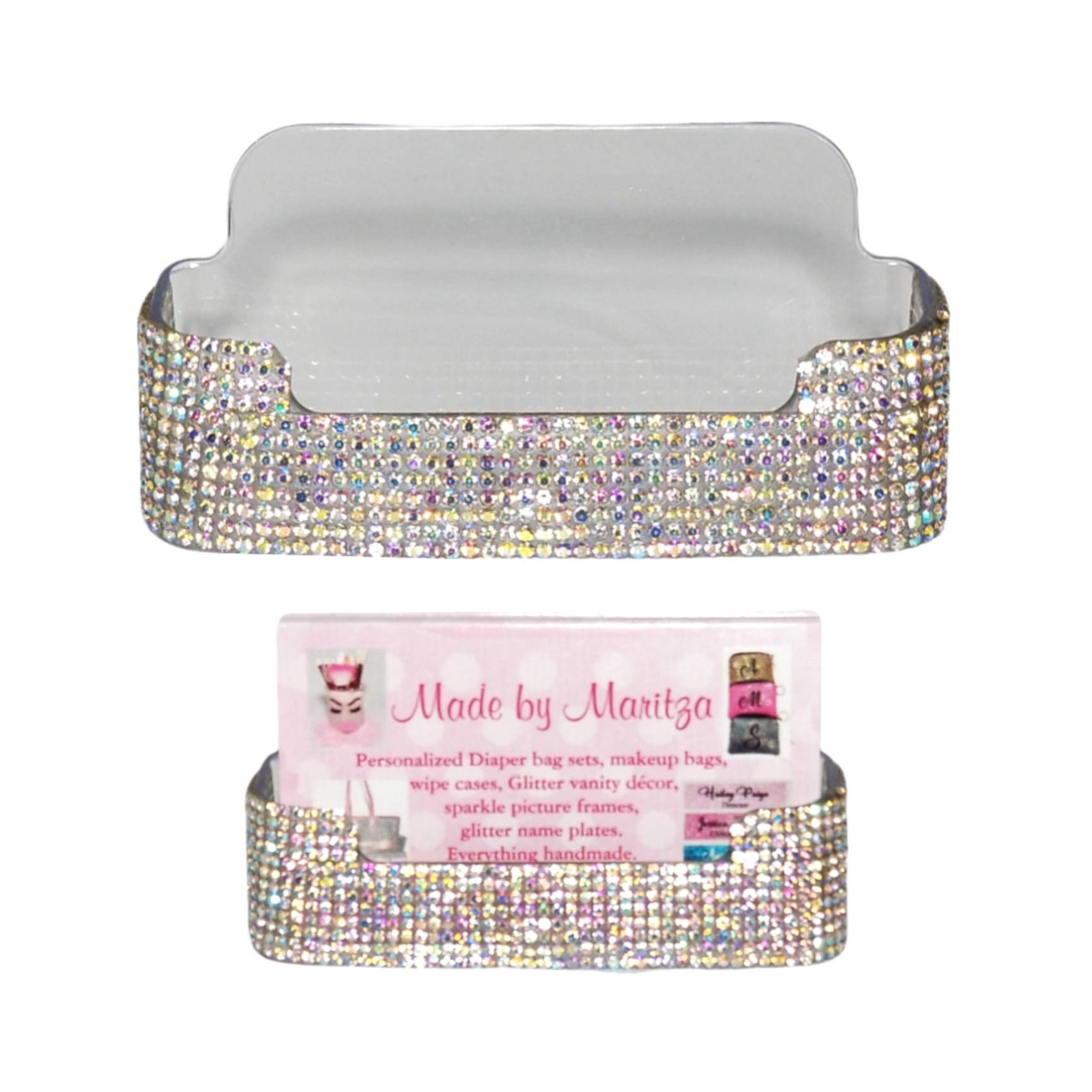 Rhinestone Business Card Holder Bling Sparkly Stand Display Etsy