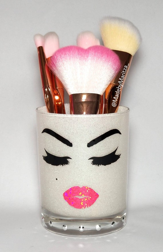 Glitter makeup brush holder cup