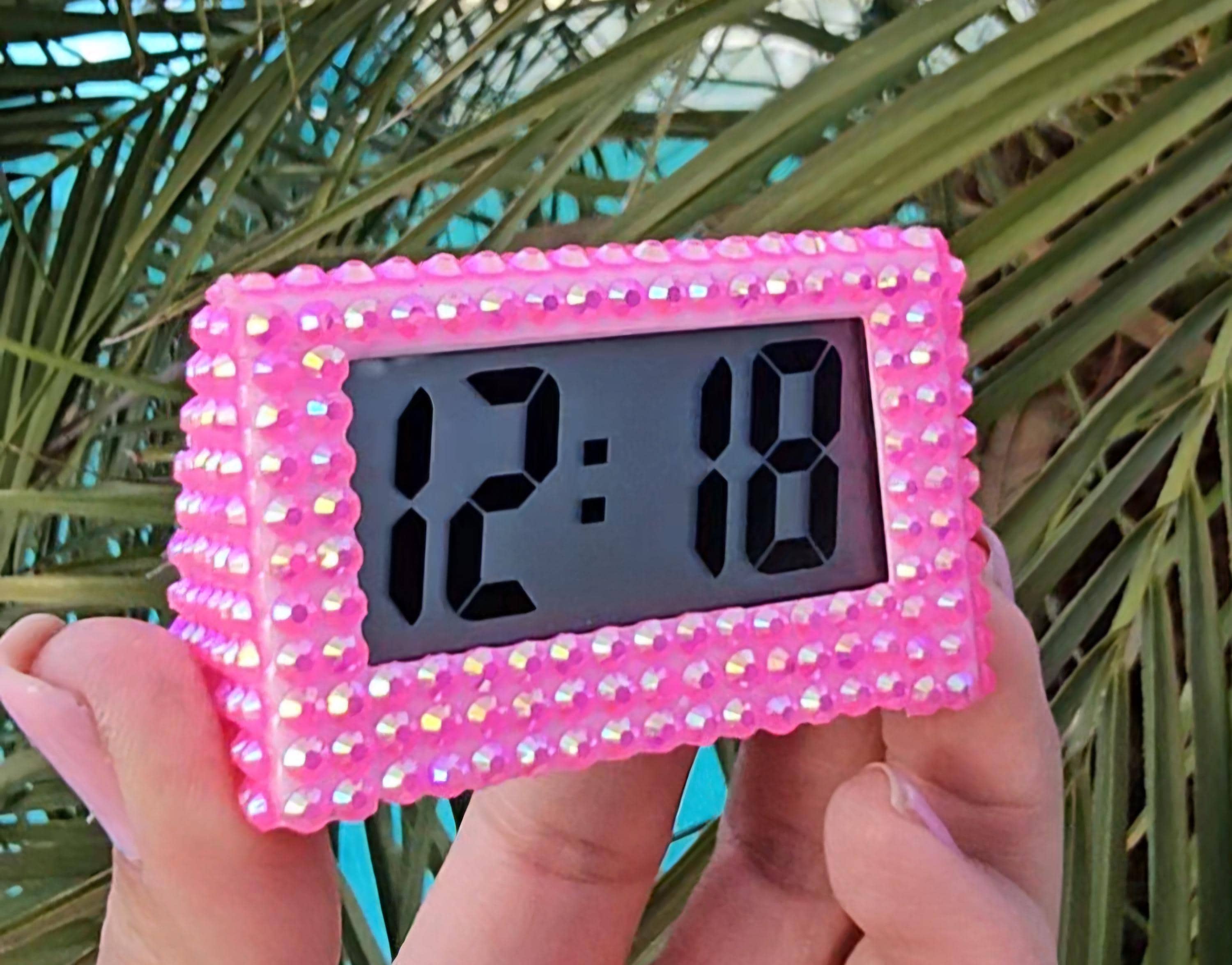 Pink Mini Tiny Digital Clock Standing Work Desk Decor Car Watch Work ...