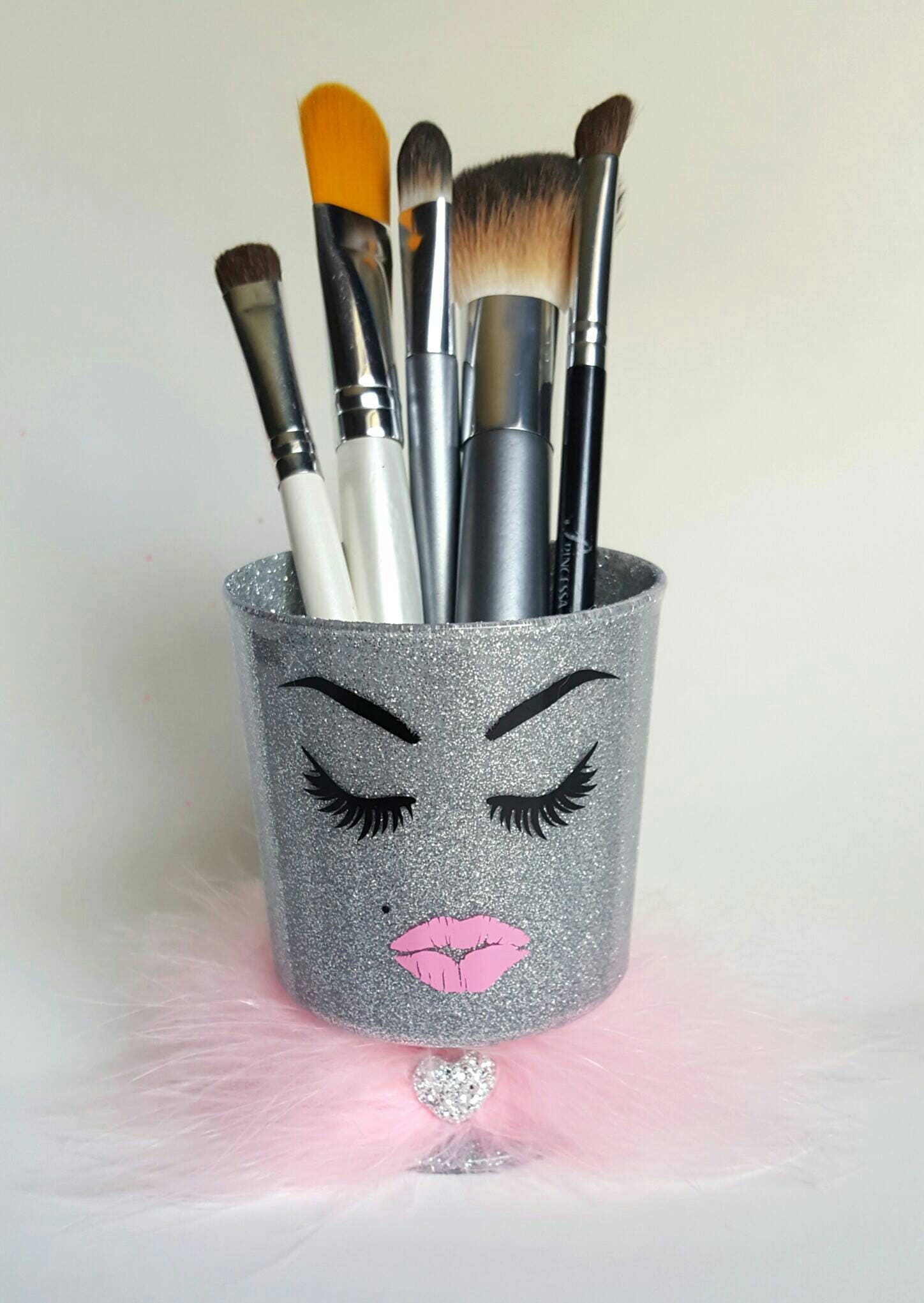 Mini Silver Glitter Makeup Holder. Brushes. Lipstick. Lashes & - Etsy UK
