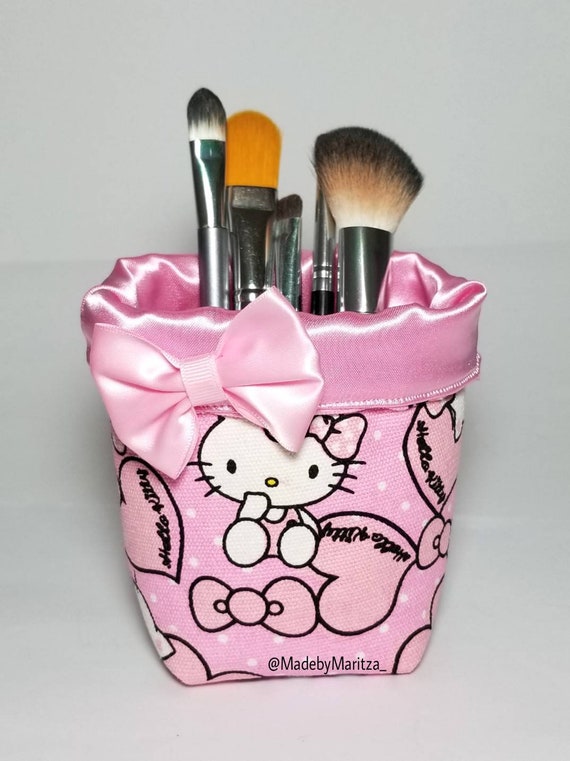 Foldable Hello kitty makeup brush holder fabric cup. Travel. Etsy