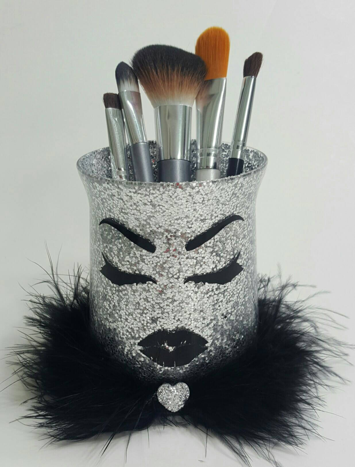 Silver Metallic Chunky Glitter Makeup Holder. Brush. Lashes. Etsy