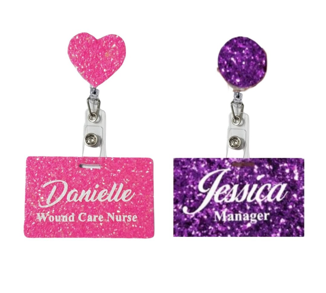 Name Tag Reel Badge Retractable Work ID Card Heart Circle Etsy