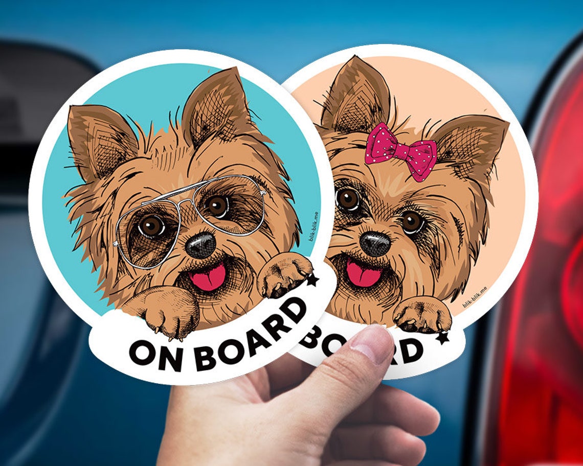 Yorkshire terrier on board car window sticker pack for women. Etsy