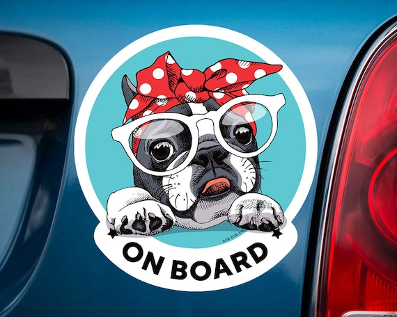 5x5 Car Window Dog Sign English Bull Terrier on Board