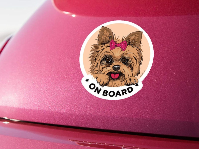 Yorkie on Board Car Window Sticker for Women. Yorkie Decal is Etsy