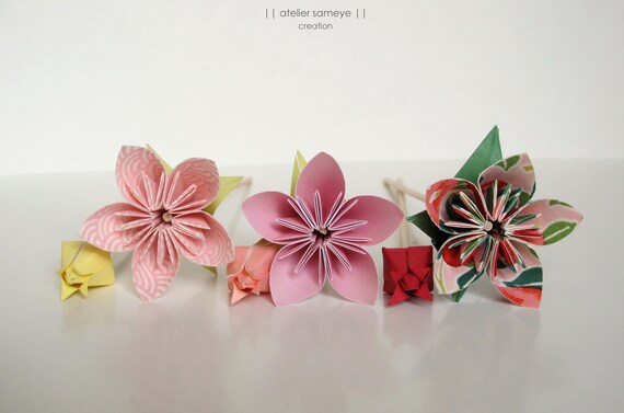 Bouquet Fleur Origami Kusudama Modèle Hélène Pour Mariage Anniversaire Bapteme Naissance Maison