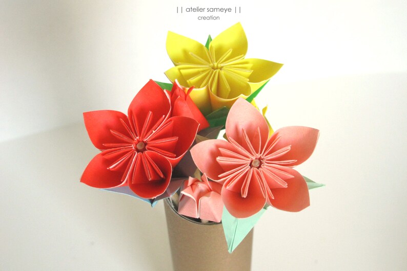 Bouquet Origami Flower Kusudama Collection Sunset For Wedding Anniversary Christeme Birth Home