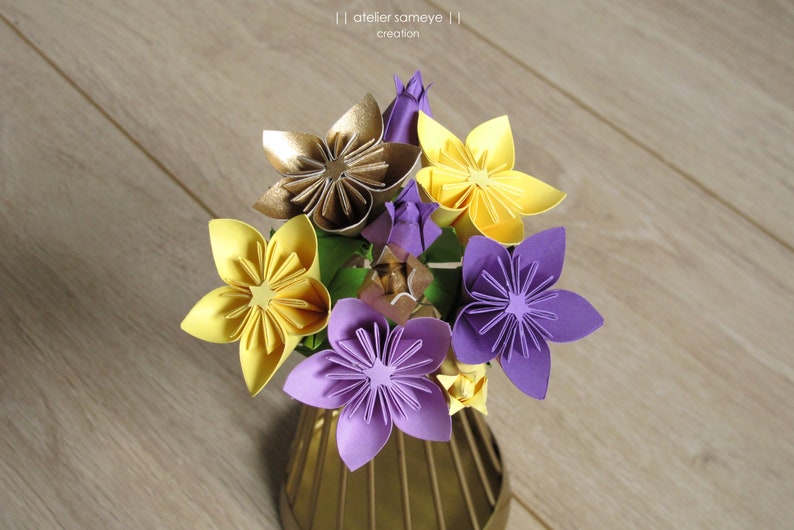Bouquet Fleur Origami Kusudama Et Tulipe Modèle Marie Pour Mariage Anniversaire Bapteme Naissance Maison