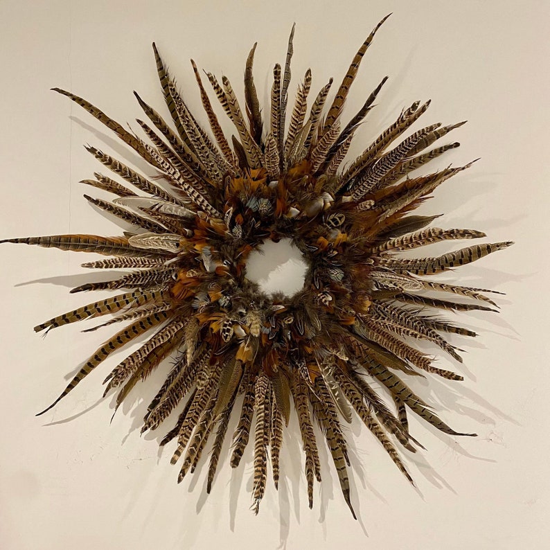 DOOR FEATHER WREATH Hanging Wreaths Feather Wall Art Wreaths
