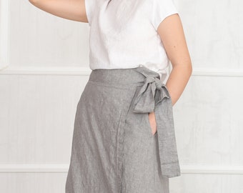 Grey linen wrap skirt FAY