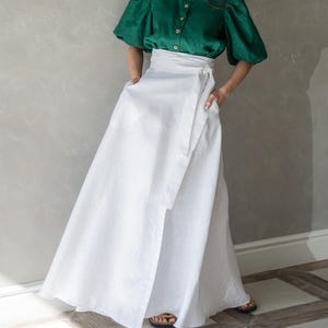 Wrap Around White Linen Skirt, Maxi Summer Skirt, Circle Skirt, Linen Bohemian Skirt, Plus Size Maxi Skirt, Summer Linen Clothes  DOROTHY