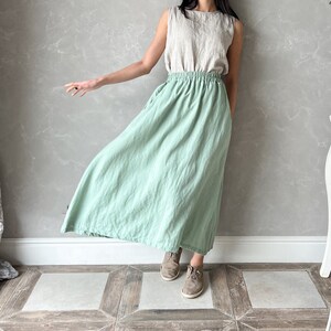 Maxi Linen Skirt, Long Linen Skirt, Boho Maxi Skirt, Linen Skirt with Pockets MERIDA, Plus Size Linen Clothes