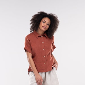 Linen Shirt LILY / Linen Tunics for Women / Linen Collared Shirt