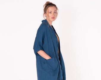 Linen jacket women ODETTE / Linen kimono jacket / Linen robe