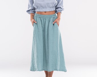 Long Linen Skirt MERIDA / Linen Maxi Skirt / Linen Skirts with Pockets