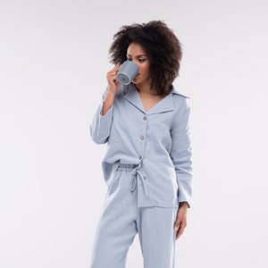Linen Bridesmaid Pajamas, Linen Pajama Set, Linen Sleepwear Women, Linen Pants, Linen Blouse