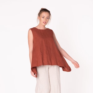 Plus size linen clothing JULIET / Linen tunic top / Linen tank top