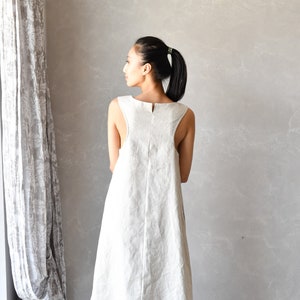 Linen Racerback Dress: Sleeveless Asymmetrical Summer Clothing