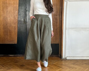 Linen Palazzo Pants, Linen Wide Leg Trousers,  Linen Harem Pants Women, Japanese Pants PORTIA, Linen Baggy Pants, Plus Size Linen Pants