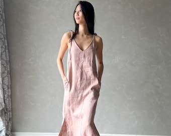 Linen Slip Dress, Linen Pinafore Dress, Summer Linen Dress, Spaghetti Strap  Dress, Linen Cami Dress ZOE, Boho Linen Clothing - Etsy