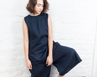 Linen Jumpsuit JANE, Wide Leg Jumpsuit, Linen Romper, Linen Pants