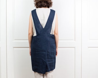 Japanese Apron, Cross Back Apron, Work Apron, Pinafore Dress