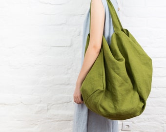 Linen bag, canvas tote bag, vegan bag, beach bag, linen tote bag / LT0005