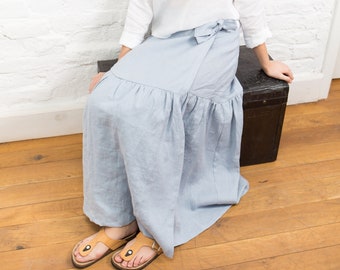 Linen Wrap Skirt, Boho Maxi Skirt, Maxi Wrap Skirt, Long Linen Full Skirt MELODY, Linen Clothing Women