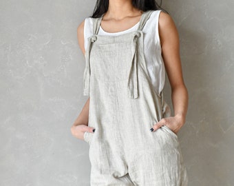 Linen Overalls Women, Linen Dungarees, Harem Linen Jumpsuit, Plus Size Jumpsuit DIDI, Linen Sleeveless Jumpsuit, Linen Clothes for Women