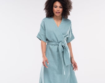 Linen Wrap Dress MAGGIE / Summer Linen Dress / Linen Clothing for Women