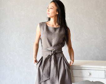 Linen Multiway Dress, Linen Convertible Dress, Linen Shift Dress, Linen Swing Dress DAPHNE, Linen Wrap Dress