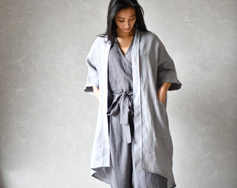 Linen Kimono Jacket, Linen Cardigan Coat, Summer Linen Top, Linen Cape ODETTE, Oversized Linen Clothing for Women