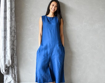 Linen Palazzo Jumpsuit, Linen Harem Jumpsuit, Wide Leg Linen Overalls, Boho Jumpsuit JANE, Linen Jumpsuits for Women, Plus Size Linen