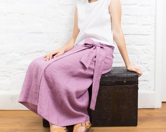 Linen Wrap Skirt FAY / A Line Skirt / Linen Maxi Skirt / Linen Womens Clothing