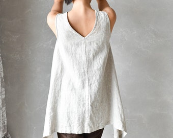 Linen Tunic Top, Linen Sleeveless Top, Summer Tunic, Linen Tank Top, Plus Size Linen Tunic Women JULIET, Asymmetric Tunic