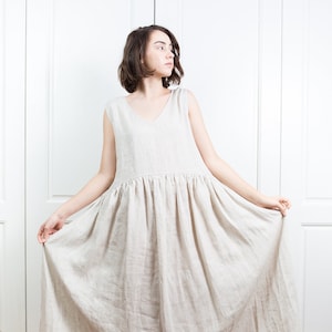 Boho Linen Dress, Linen Dress Women, Linen Maxi Dress, Sleeveless Linen Dress, Summer Maxi Dress, Linen Kaftan NAIDA