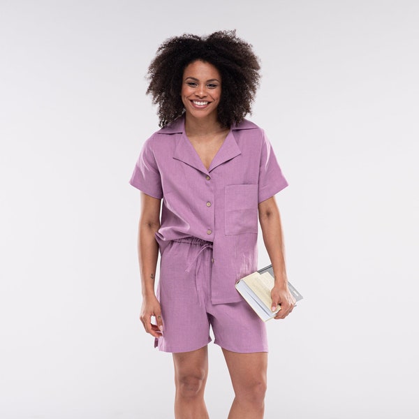 Linen Pajama Set / Linen Shirt / Linen Pajama Pants / Linen Sleepwear Set