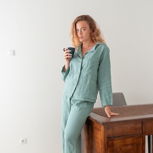 Linen Pajamas Set, Linen Sleep Wear, Linen Nightwear