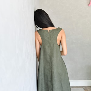 Linen Racer Back Dress, Linen Summer Dress, Sleeveless Linen Dress, Linen Slip Dress CHARLOTTE, Linen Shift Dress