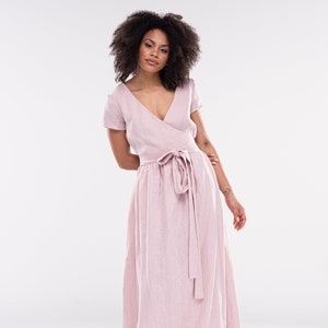 Linen Wrap Dress  DARA / Linen Dresses for Women / Linen Wedding Dress