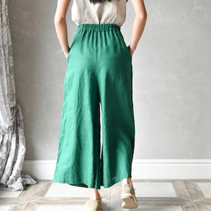 Linen Palazzo Pants, Linen Pants Women, Linen Wide Leg Pants, Summer Linen Trousers ELISE, Plus Size Linen Clothing Women