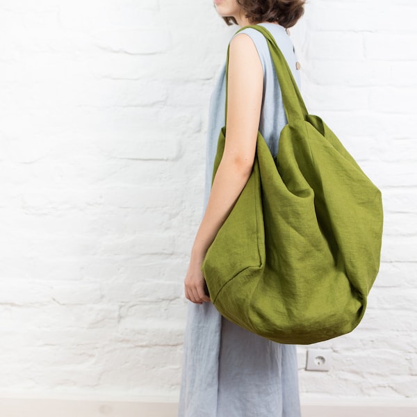 Linen bag, canvas tote bag, vegan bag, beach bag, linen tote bag / LT0005