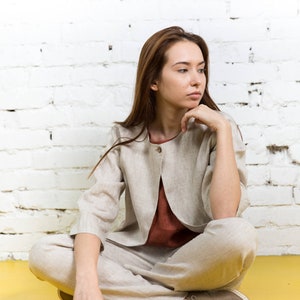 Short linen jacket ALVINA /  Linen kimono jacket