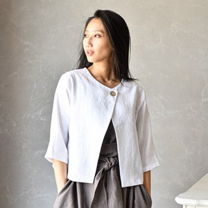 Linen Bolero Jacket Linen Crop Top Short Linen Coat Linen Kimono ALVINA Linen Clothing Women Etsy UK